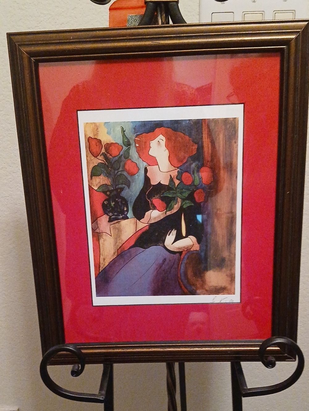 Red-Matte Floral Portrait Art Print - Home Wall Decor By Linda Le Kinff